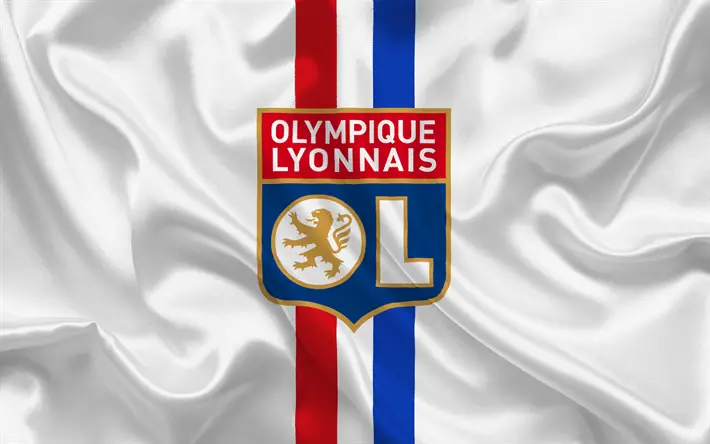 Ligue1 Download wallpapers Olympic Lyon, football club, Ligue 1, France, emblem on white silk, logo, football for desktop free. Pictures for desktop free|Pinterest