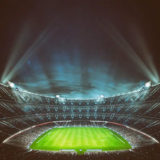 Football  Photo Premium |  Stade de football avec des tribunes remplies de supporters attendant le match de nuit
|Pinterest